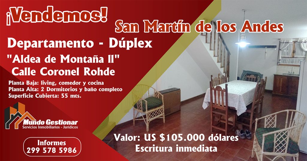 En San Martin de los Andes Vendemos Departamento – Dúplex