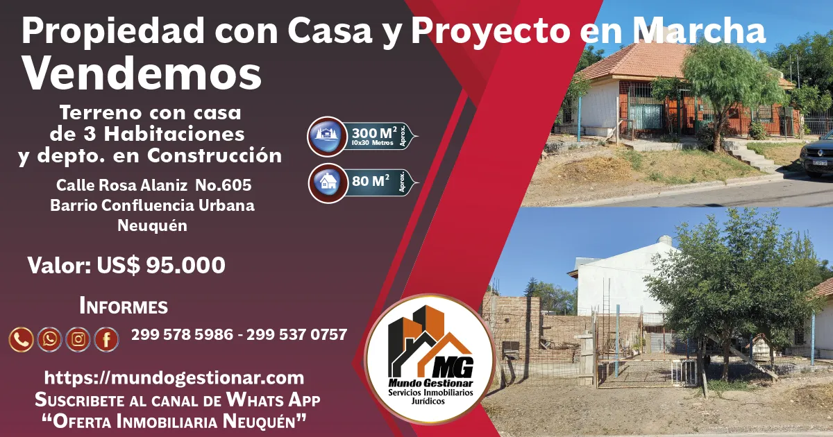 Oportunidad ideal , Vendemos Terreno con casa en Barrio Confluencia Urbana
